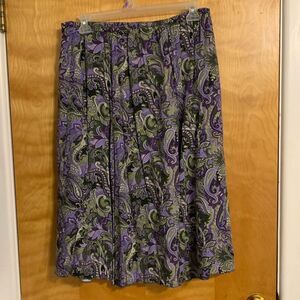 Purple and Green Paisley Midi Skirt​